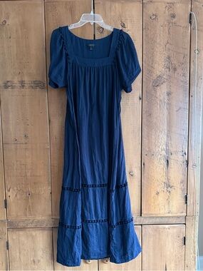 J Crew Linen Maxi Dress, M, Navy